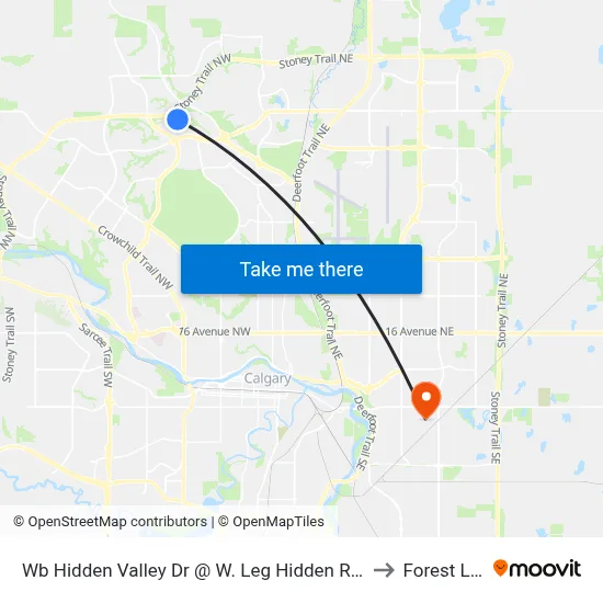 Wb Hidden Valley Dr @ W. Leg Hidden Ranch Cr NW to Forest Lawn map
