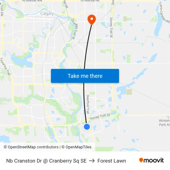 Nb Cranston Dr @ Cranberry Sq SE to Forest Lawn map