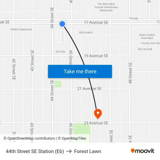 44th Street SE Station (Eb) to Forest Lawn map