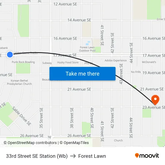 33rd Street SE Station (Wb) to Forest Lawn map