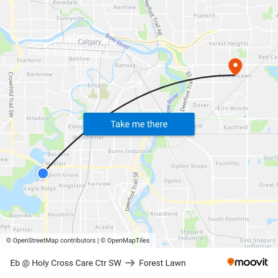 Eb @ Holy Cross Care Ctr SW to Forest Lawn map