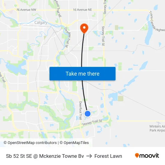 Sb 52 St SE @ Mckenzie Towne Bv to Forest Lawn map