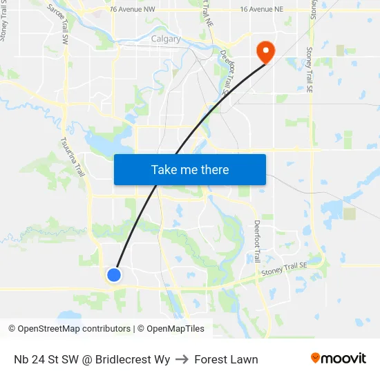 Nb 24 St SW @ Bridlecrest Wy to Forest Lawn map