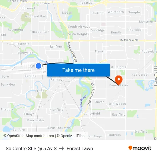Sb Centre St S @ 5 Av S to Forest Lawn map