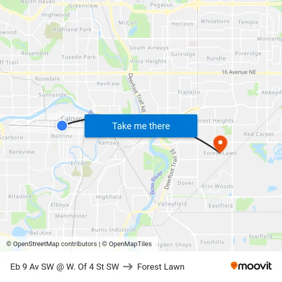 Eb 9 Av SW @ W. Of 4 St SW to Forest Lawn map