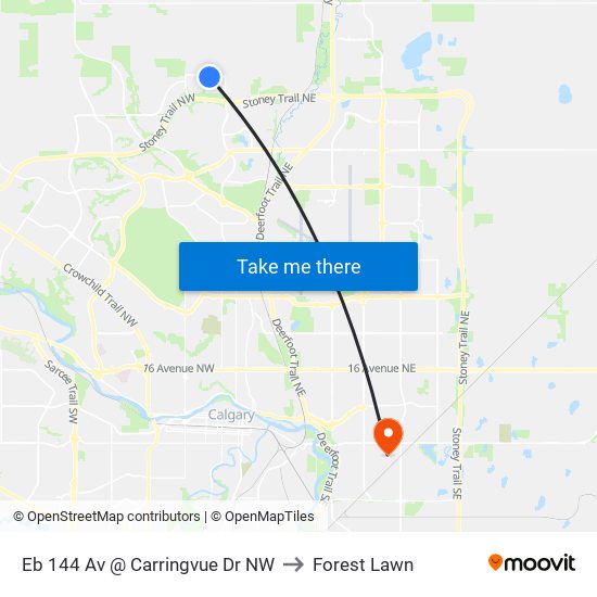 Eb 144 Av @ Carringvue Dr NW to Forest Lawn map