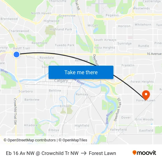 Eb 16 Av NW @ Crowchild Tr NW to Forest Lawn map