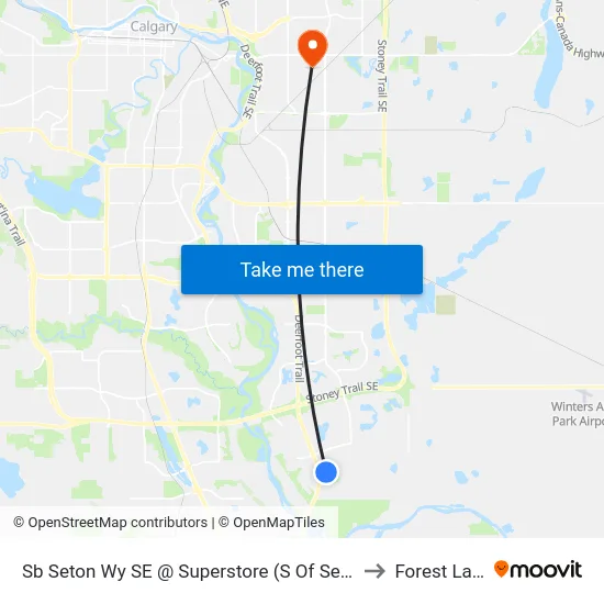 Sb Seton Wy SE @ Superstore (S Of Seton Cr) to Forest Lawn map