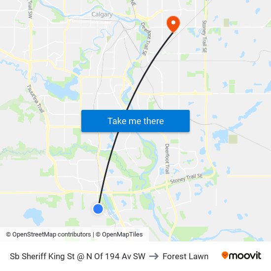 Sb Sheriff King St @ N Of 194 Av SW to Forest Lawn map