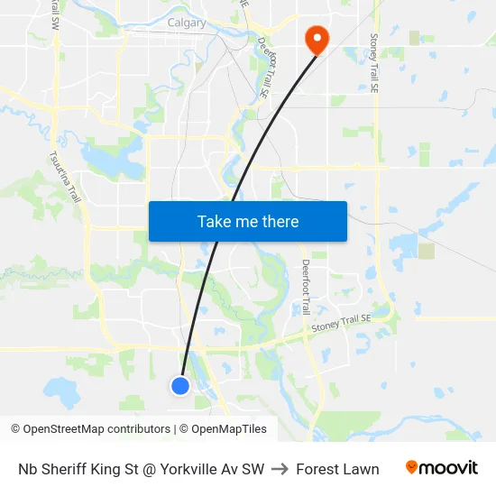 Nb Sheriff King St @ Yorkville Av SW to Forest Lawn map