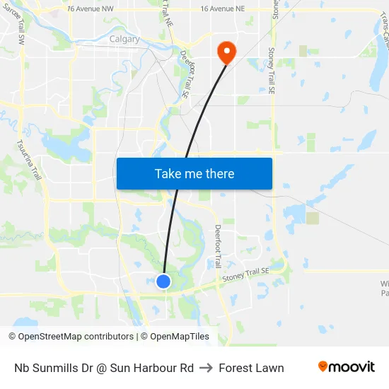 Nb Sunmills Dr @ Sun Harbour Rd to Forest Lawn map