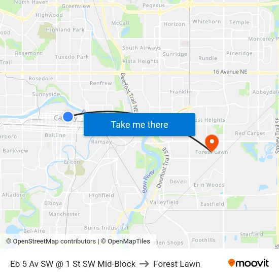 Eb 5 Av SW @ 1 St SW Mid-Block to Forest Lawn map