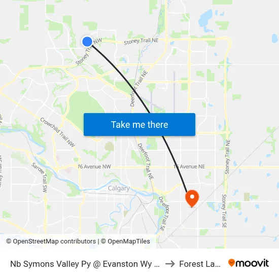 Nb Symons Valley Py @ Evanston Wy NW to Forest Lawn map