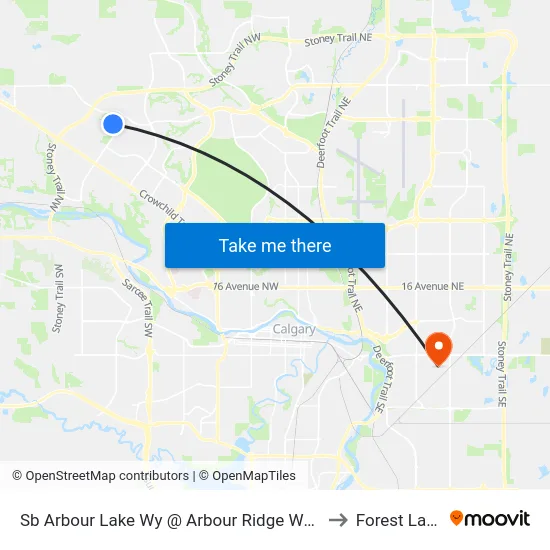 Sb Arbour Lake Wy @ Arbour Ridge Wy NW to Forest Lawn map