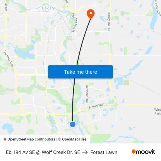 Eb 194 Av SE @ Wolf Creek Dr. SE to Forest Lawn map