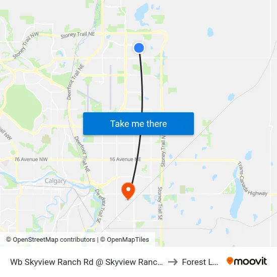Wb Skyview Ranch Rd @ Skyview Ranch Bv NE to Forest Lawn map