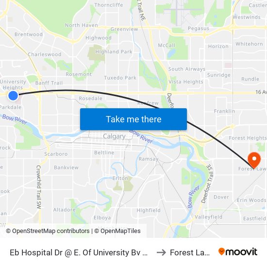 Eb Hospital Dr @ E. Of University Bv NW to Forest Lawn map