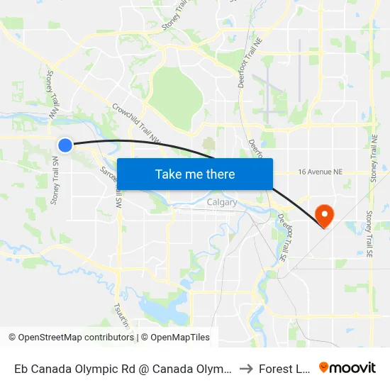 Eb Canada Olympic Rd @ Canada Olympic Ga SW to Forest Lawn map