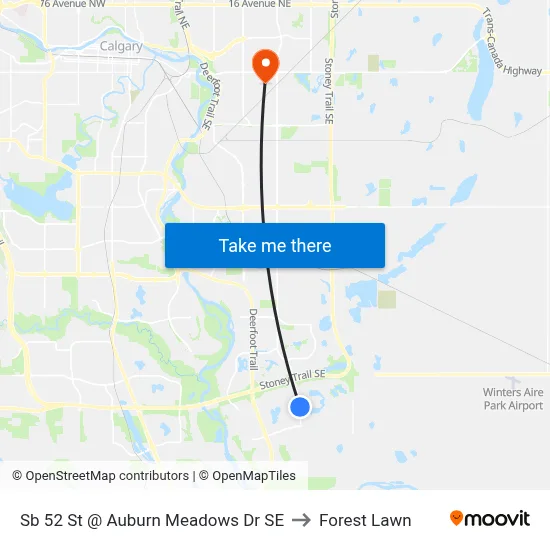 Sb 52 St @ Auburn Meadows Dr SE to Forest Lawn map