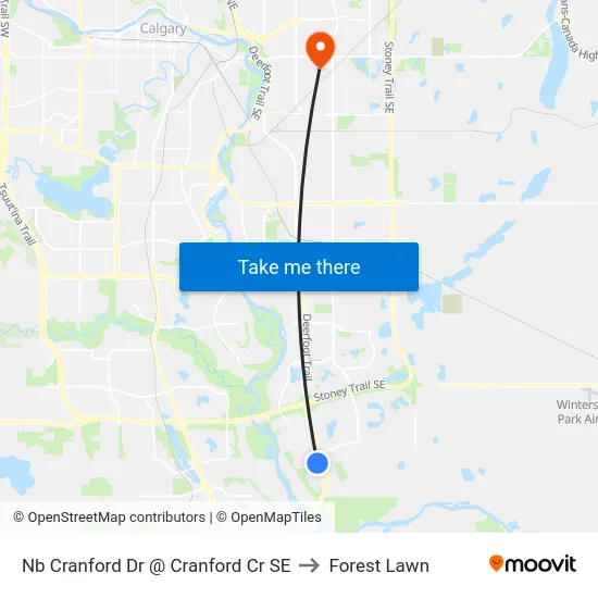 Nb Cranford Dr @ Cranford Cr SE to Forest Lawn map