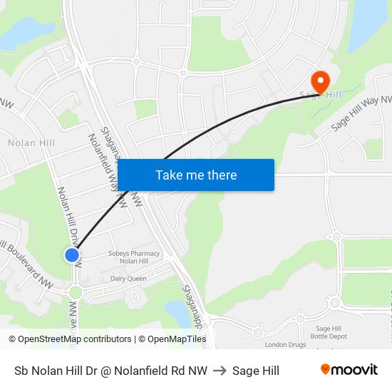 Sb Nolan Hill Dr @ Nolanfield Rd NW to Sage Hill map