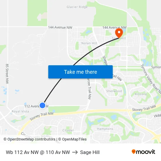 Wb 112 Av NW @ 110 Av NW to Sage Hill map