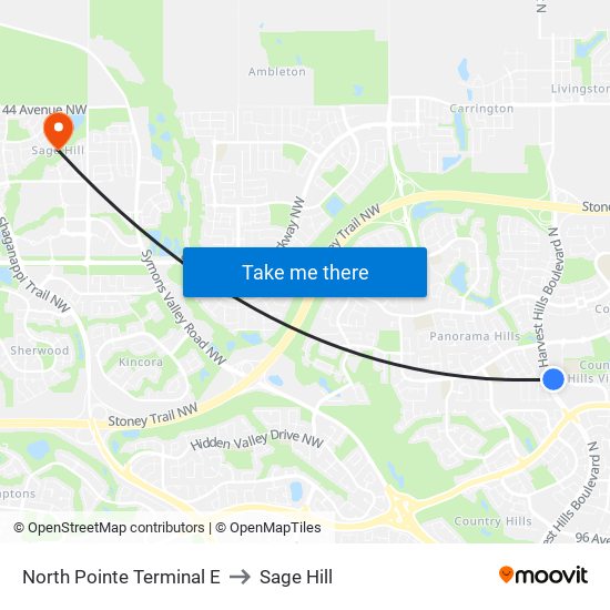 North Pointe Terminal E to Sage Hill map