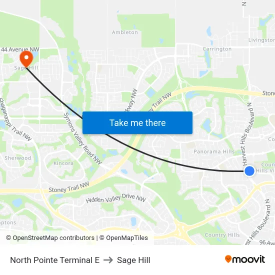 North Pointe Terminal E to Sage Hill map