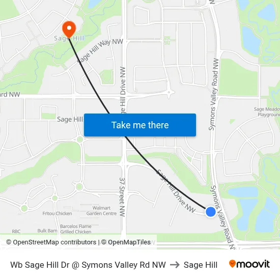 Wb Sage Hill Dr @ Symons Valley Rd NW to Sage Hill map