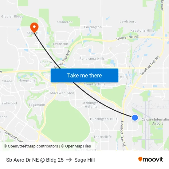 Sb Aero Dr NE @ Bldg 25 to Sage Hill map