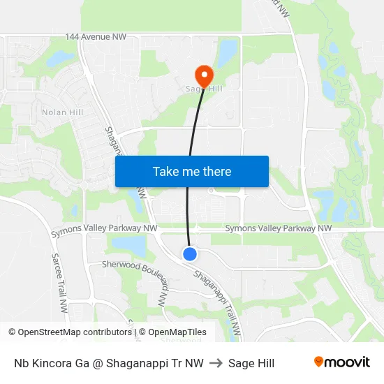 Nb Kincora Ga @ Shaganappi Tr NW to Sage Hill map