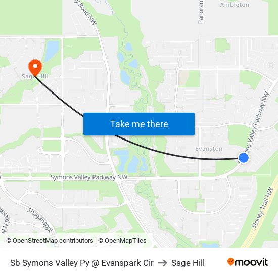 Sb Symons Valley Py @ Evanspark Cir to Sage Hill map