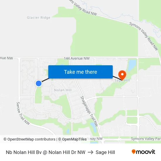 Nb Nolan Hill Bv @ Nolan Hill Dr NW to Sage Hill map