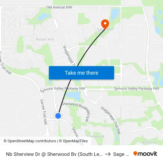 Nb Sherview Dr @ Sherwood Bv (South Leg) NW to Sage Hill map