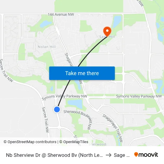 Nb Sherview Dr @ Sherwood Bv (North Leg) NW to Sage Hill map