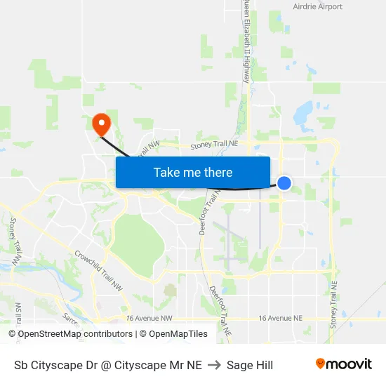 Sb Cityscape Dr @ Cityscape Mr NE to Sage Hill map