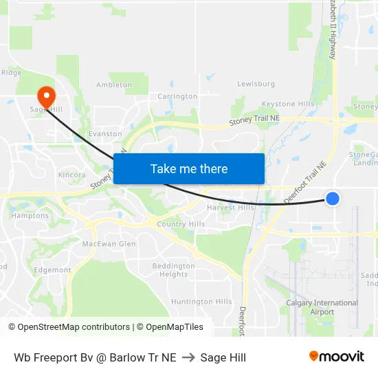 Wb Freeport Bv @ Barlow Tr NE to Sage Hill map