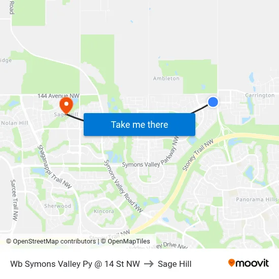 Wb Symons Valley Py @ 14 St NW to Sage Hill map