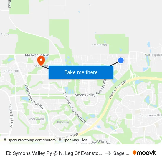Eb Symons Valley Py @ N. Leg Of Evanston Wy NW to Sage Hill map