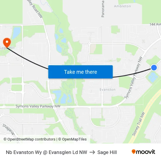 Nb Evanston Wy @ Evansglen  Ld NW to Sage Hill map