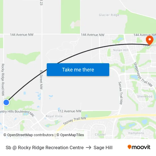 Sb @ Rocky Ridge Recreation Centre to Sage Hill map