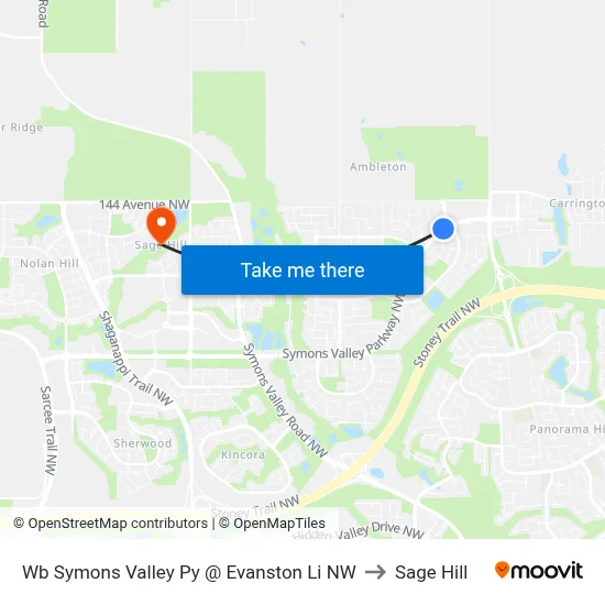 Wb Symons Valley Py @ Evanston Li NW to Sage Hill map