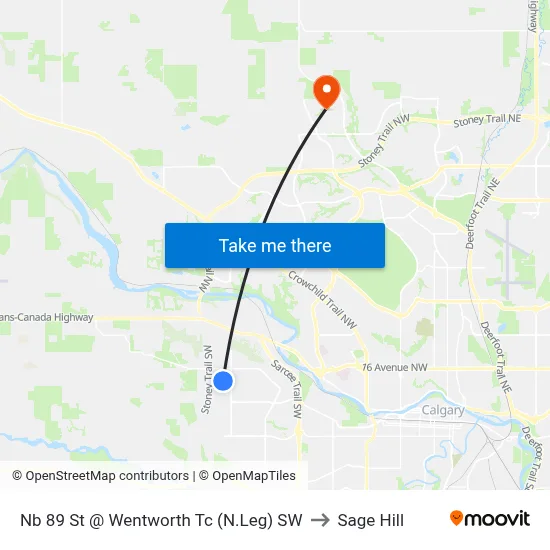 Nb 89 St @ Wentworth Tc (N.Leg) SW to Sage Hill map