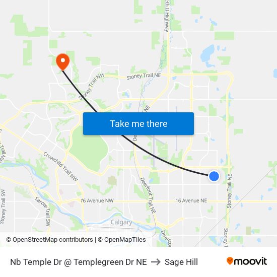 Nb Temple Dr @ Templegreen Dr NE to Sage Hill map