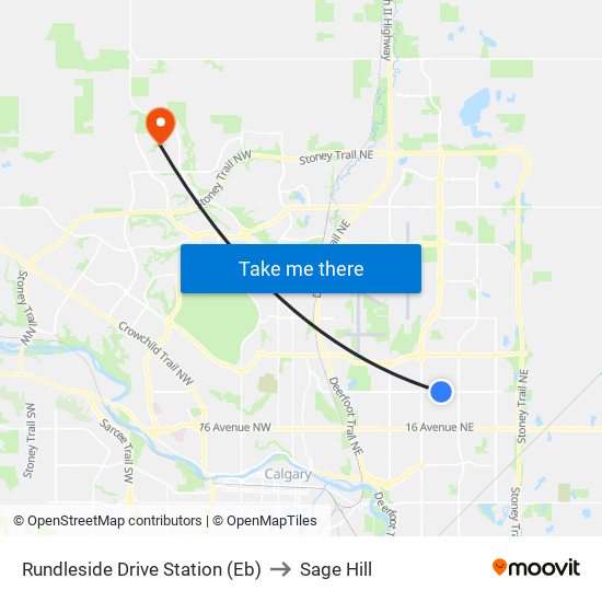 Rundleside Drive Station (Eb) to Sage Hill map