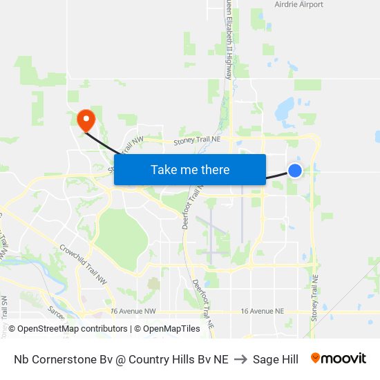 Nb Cornerstone Bv @ Country Hills Bv NE to Sage Hill map