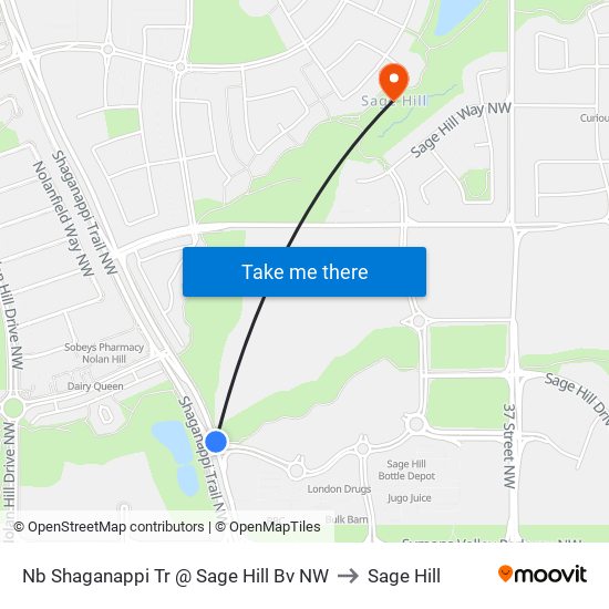 Nb Shaganappi Tr @ Sage Hill Bv NW to Sage Hill map