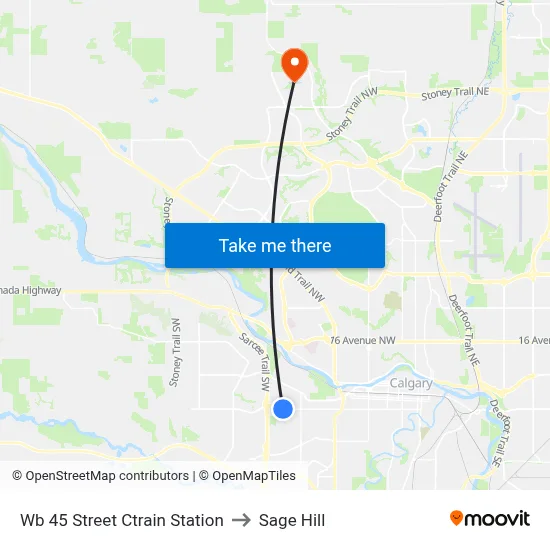 Wb 45 Street Ctrain Station to Sage Hill map