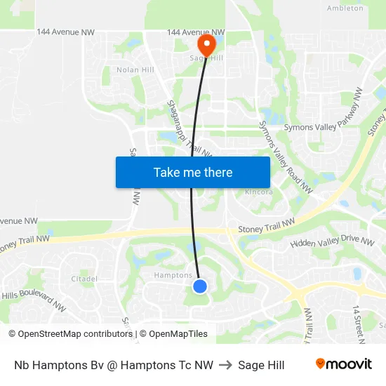 Nb Hamptons Bv @ Hamptons Tc NW to Sage Hill map