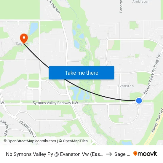 Nb Symons Valley Py @ Evanston Vw (East Leg)  NW to Sage Hill map